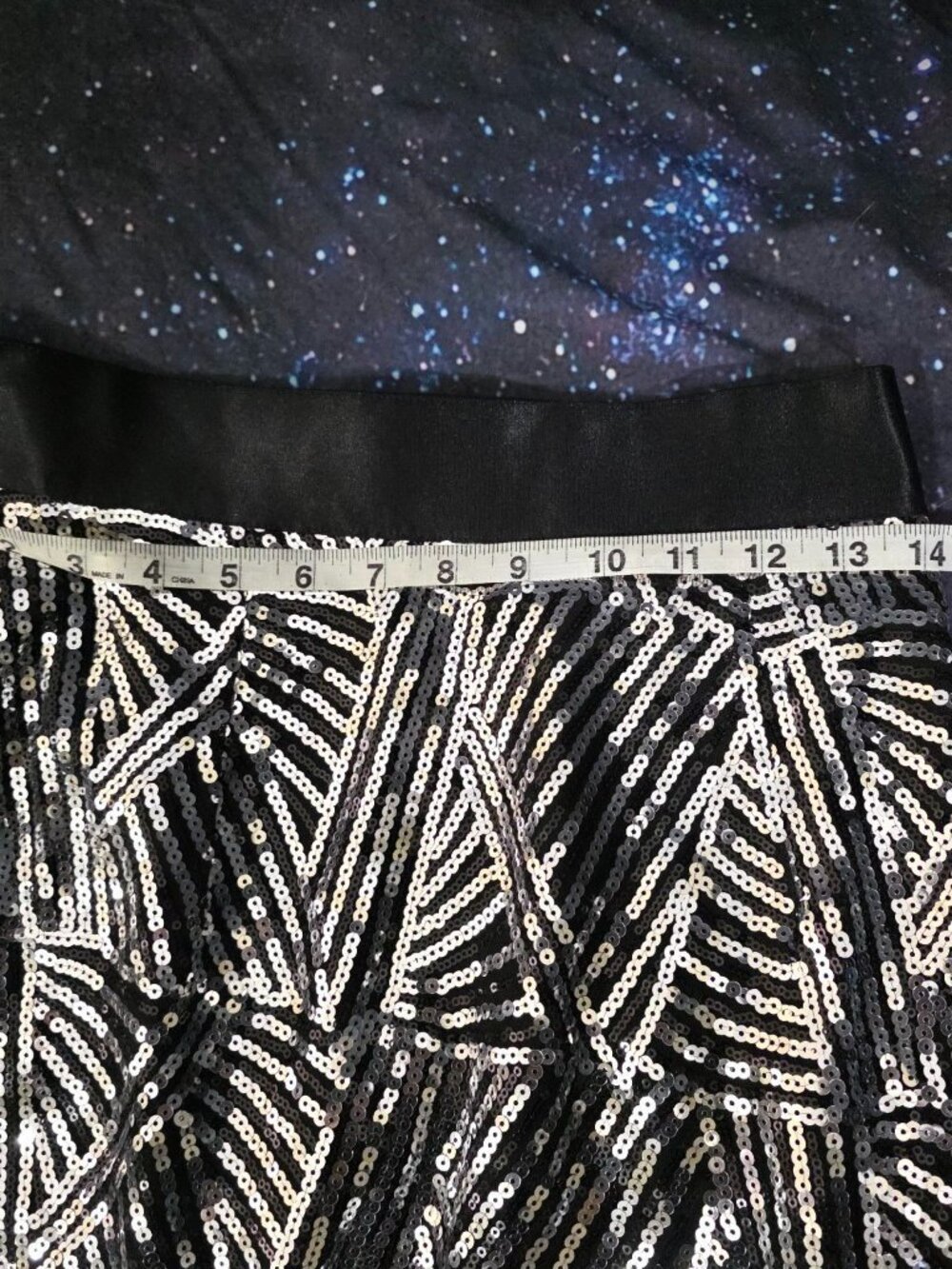 Gracia Size M Black Silver Sequin Art Deco Gatsby Midi Skirt Glam Cocktail Party - Picture 10 of 11